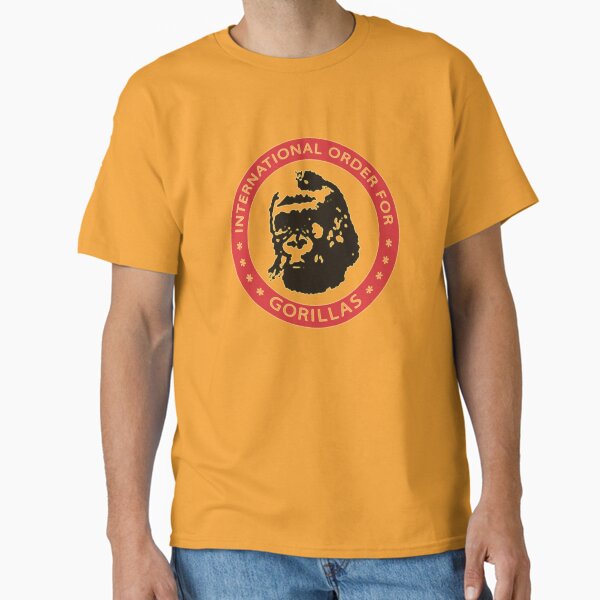 Vista previa del artículo con la obra «Camiseta de Real Genius con el pedido internacional de gorilas», diseñado y vendido por aaabrooks.