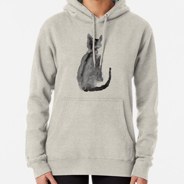 Black cat in watercolour Pullover Hoodie
