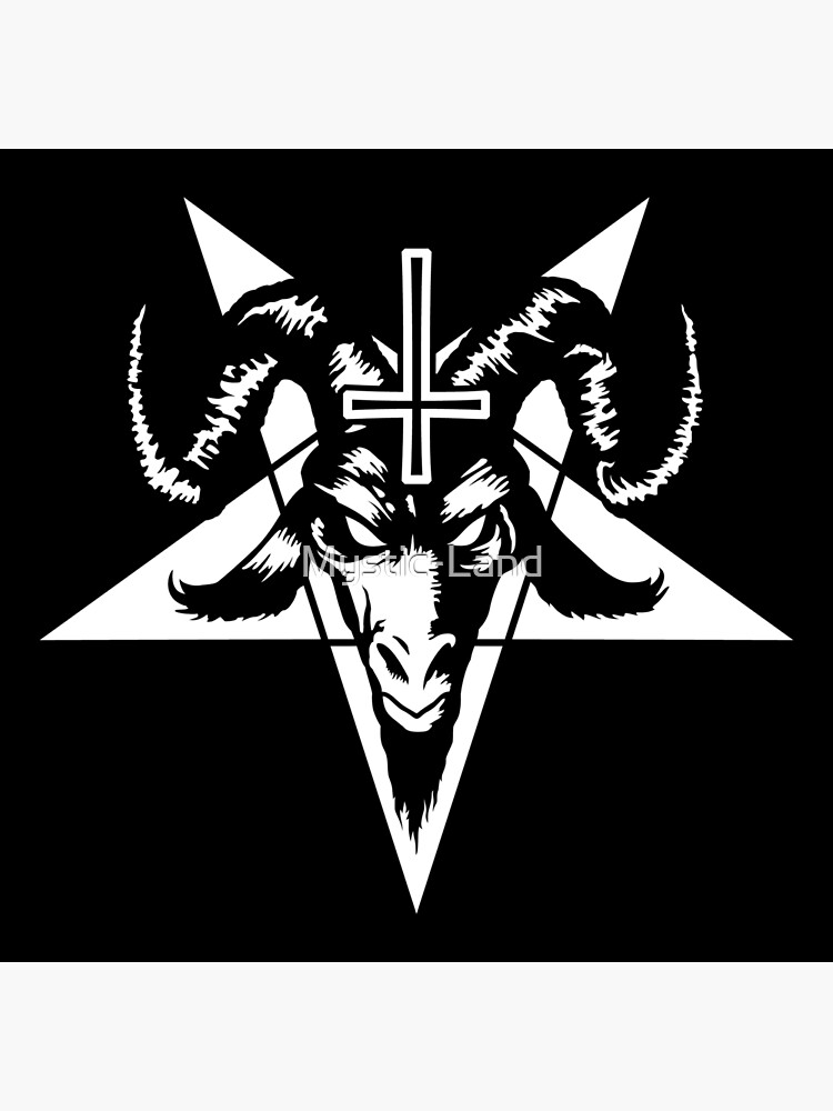 Satanic Goat Head With Pentagram (white) Canvas