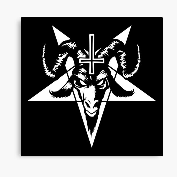 Satanic Goat Head with Pentagram (white) Canvas Print