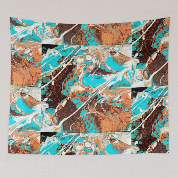 Item preview, Earth and Sea ; Rocks of Sardonia / acrylic pour turquoise umber sienna designed and sold by CandiceLCollins.