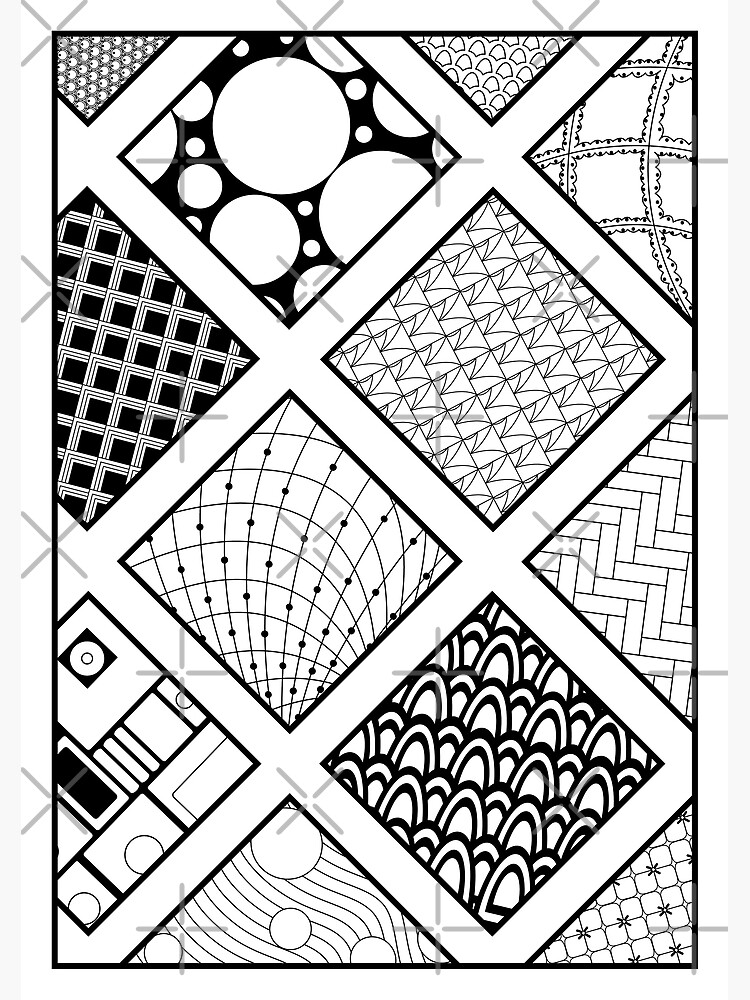 Zentangle, wall art, squares, pattern | Postcard