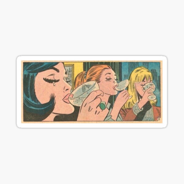 Girls Night Out Vintage Romance Comics, comic kawaii pinup girl Sticker