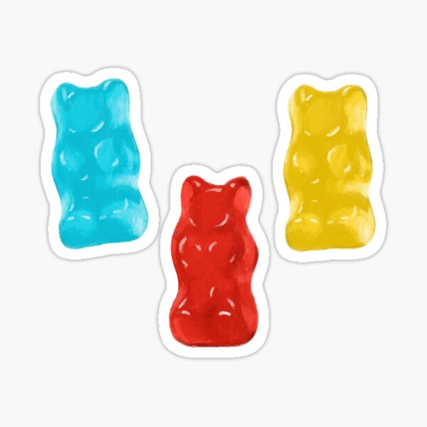 Blue, Red and Yellow Gummy Bear Candy Pattern Sticker