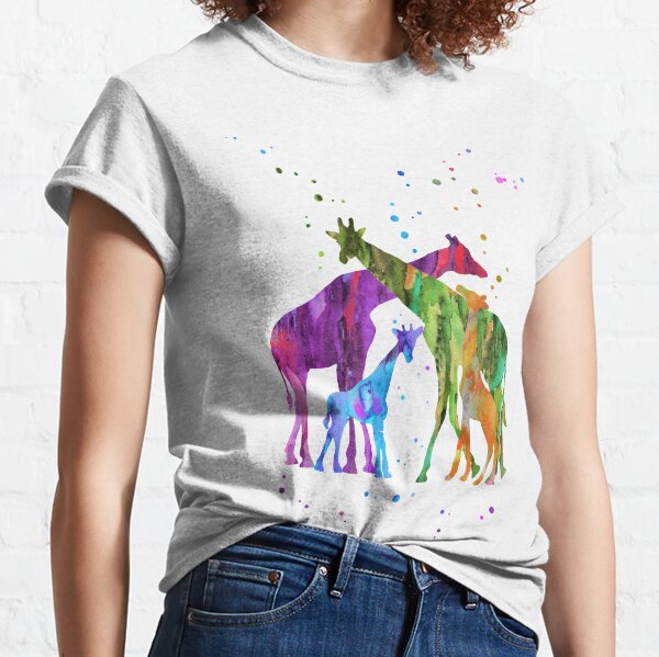 Giraffe Print Crew Neck T Shirt Casual Long Sleeve Top Womens