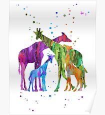 Giraffenfamilie, Giraffe, Aquarellgiraffe, Giraffen, Safari Poster