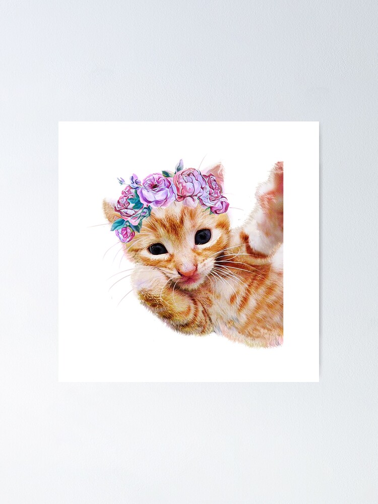 Poster Joli Bebe Chaton Avec Une Couronne De Fleurs Par Georgiavsx Redbubble