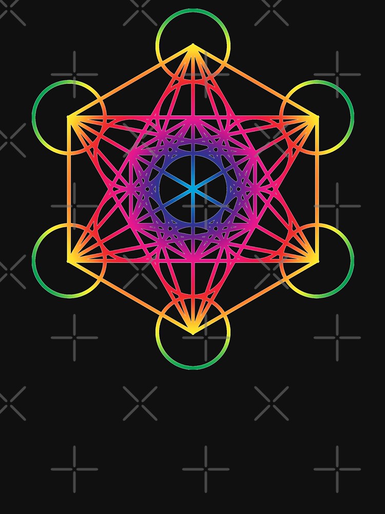 Sacred Geometry Geometric Mandala Metatrons Cube Flower Of Life Rainbow by thespottydogg