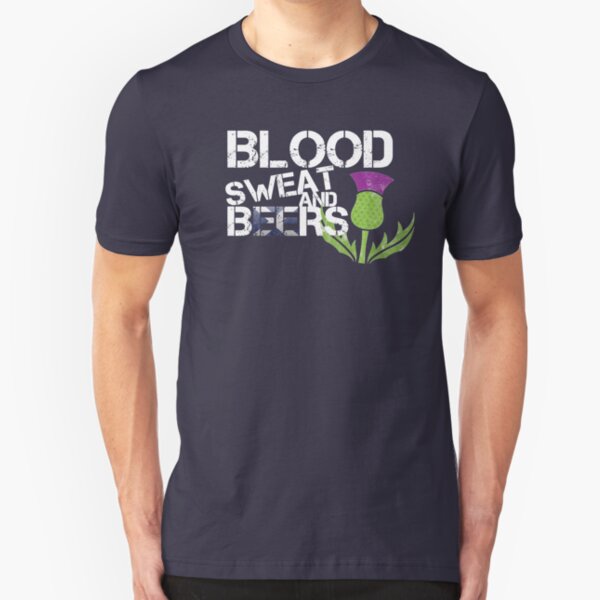 Blood Sweat Beers Scotland Flag Rugby Six Nations Slim Fit T-Shirt