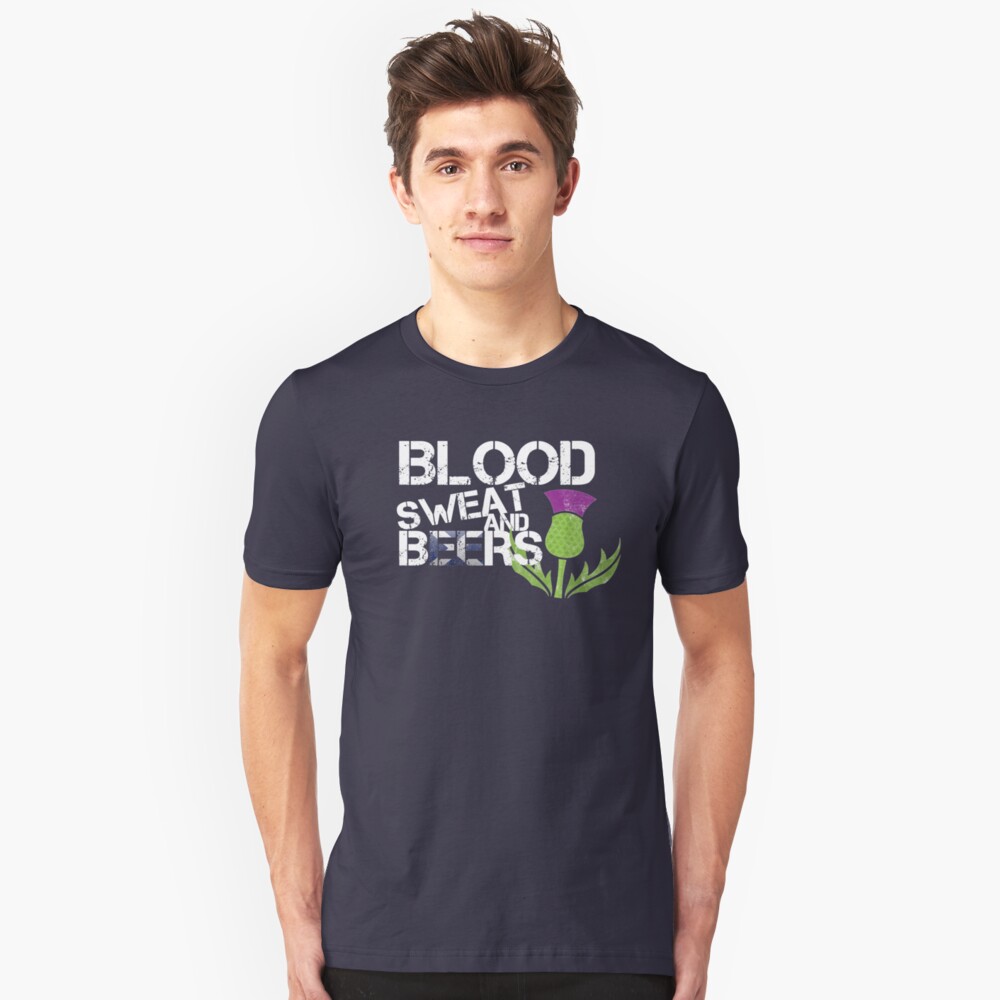 Blood Sweat Beers Scotland Flag Rugby Six Nations Slim Fit T-Shirt