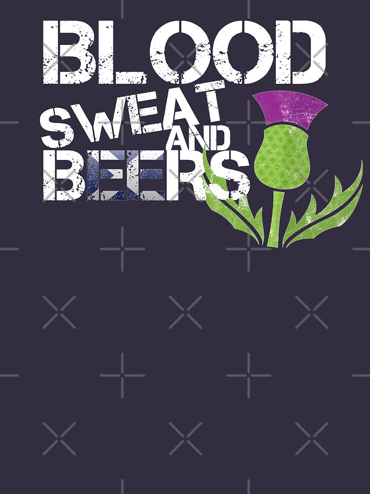 Scotland Flag Rugby Six Nations Blood Sweat Beers Scottish Thistle Graphic Design by thespottydogg