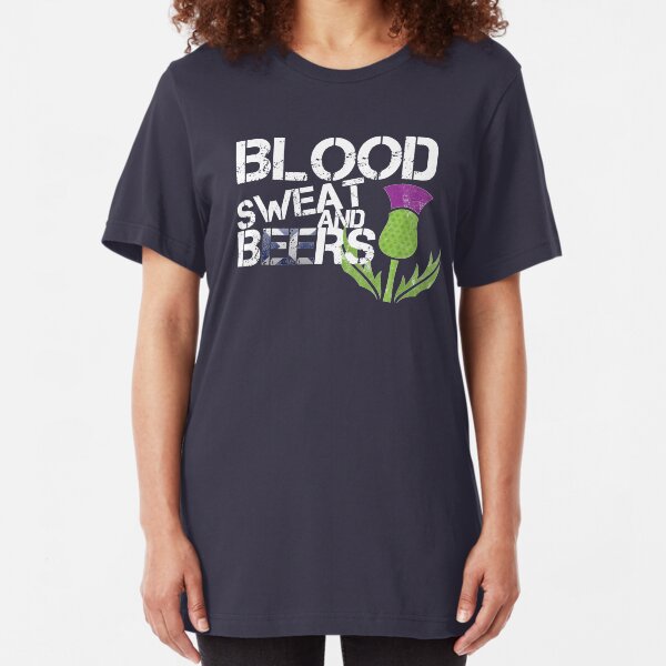 Blood Sweat Beers Scotland Flag Rugby Six Nations Slim Fit T-Shirt