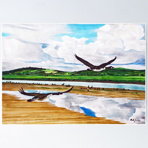 Item preview, Canada Geese flying over the River Clwyd designed and sold by sandmartin.