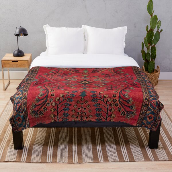 Red Persian Carpet - Persian Vintage Antique Carpet Nature Fine Art Throw Blanket