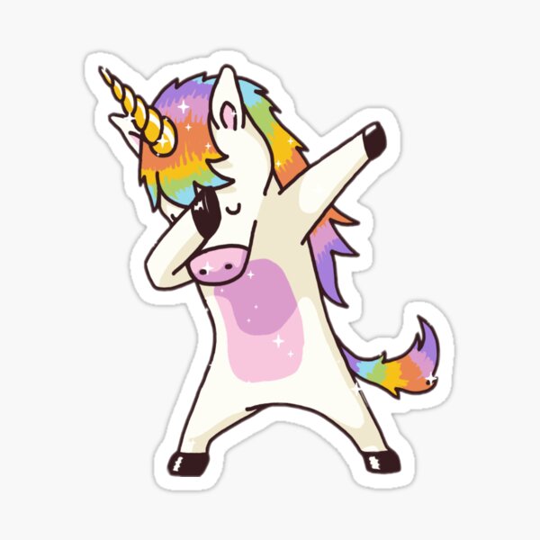 Cute Dabbing Unicorn Fanstasy Cartoon Colorful Gifts Sticker
