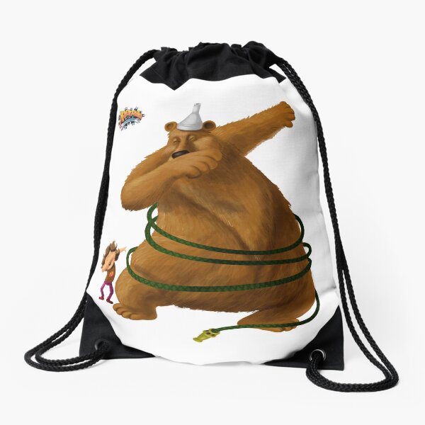 Hannah and the Dancing Bear dabbling in dabbing Drawstring Bag