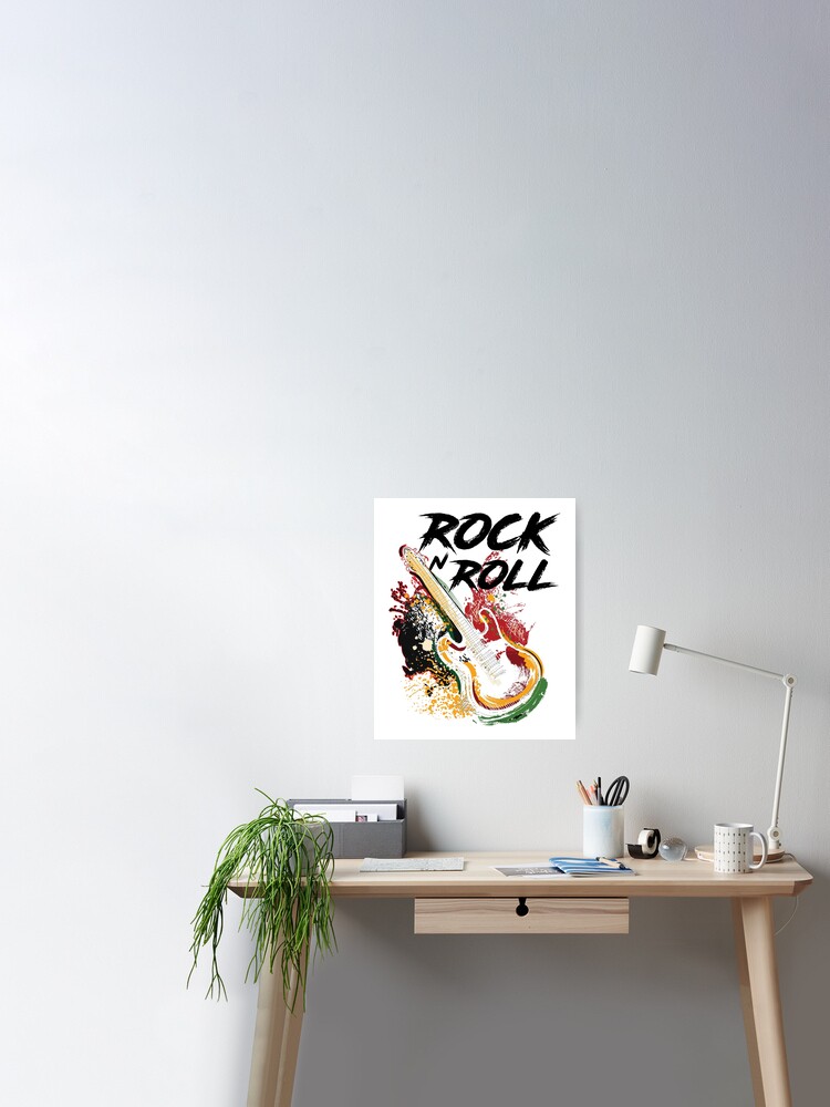 Rock n' Roll with guitar design wall murals for teenage bedrooms