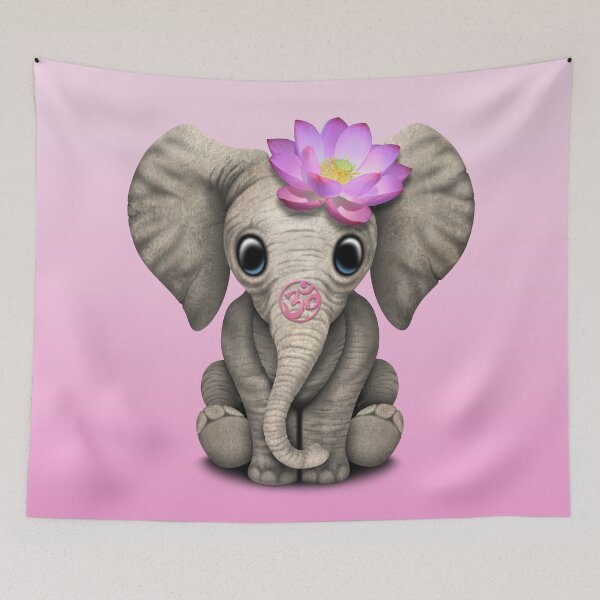 Item preview, Zen Elephant with Pink Yoga Om Symbol designed and sold by JeffBartels.