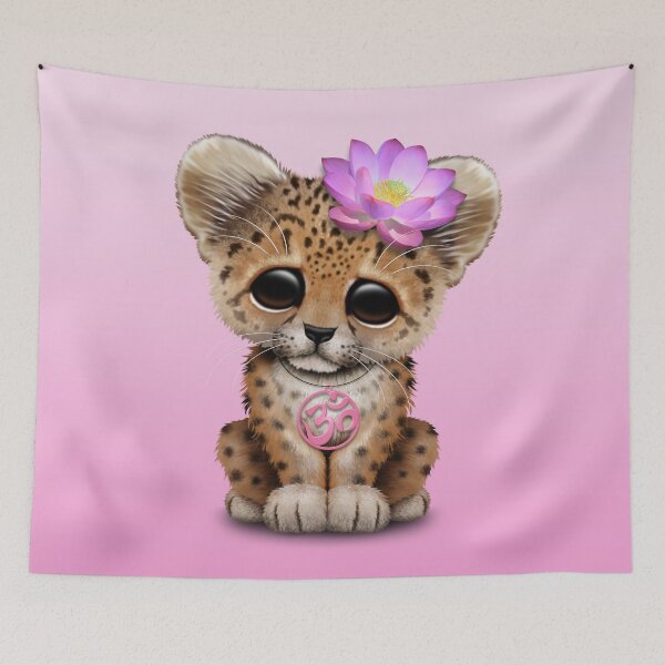 Item preview, Zen Leopard Cub with Pink Yoga Om Symbol designed and sold by JeffBartels.