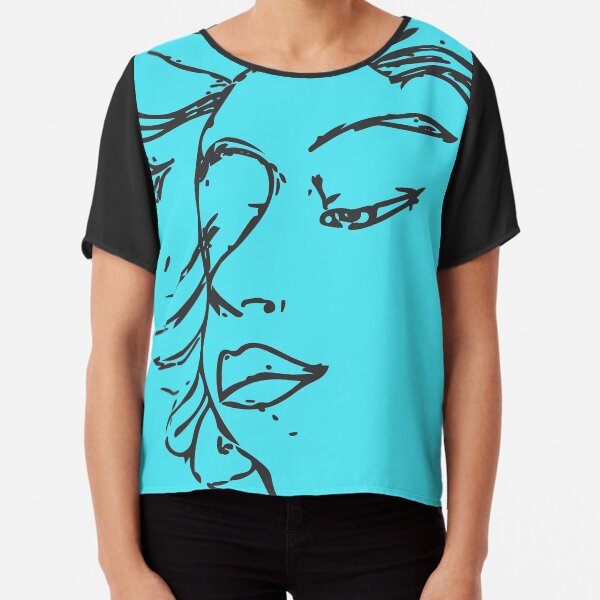Woman Looking Down Chiffon Top