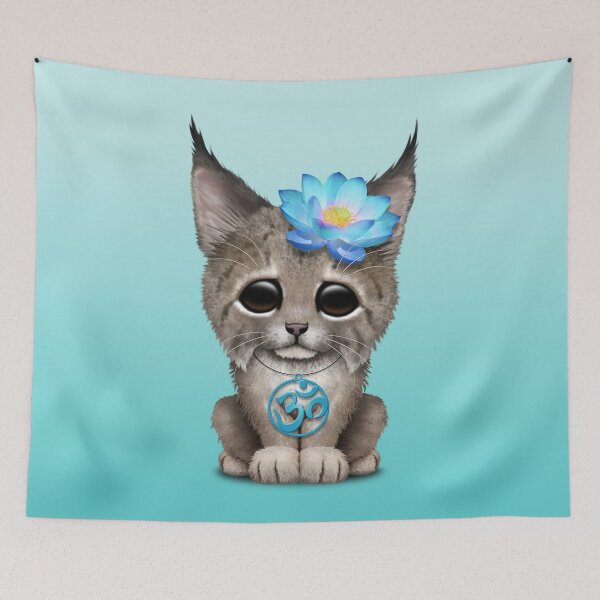 Item preview, Zen Lynx Cub with Blue Yoga Om Symbol designed and sold by JeffBartels.