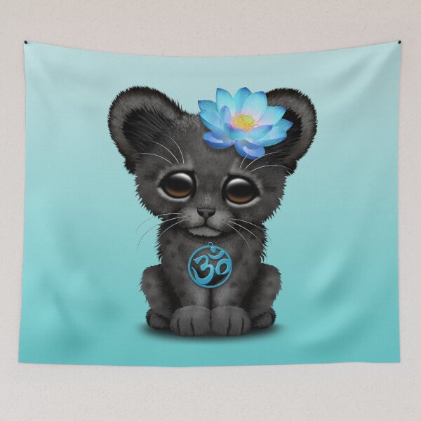 Item preview, Zen Black Panther with Blue Yoga Om Symbol designed and sold by JeffBartels.
