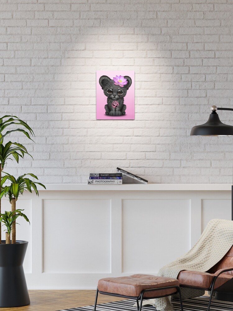 Zen Black Panther with Pink Yoga Om Symbol Metal Print for Sale by jeff  bartels
