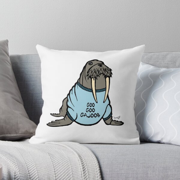 Walrus Wearing t-shirt Throw Pillow