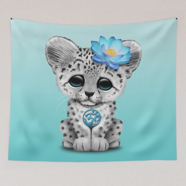 Item preview, Zen Snow Leopard with Blue Yoga Om Symbol designed and sold by JeffBartels.