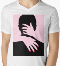 PINK KISS Pop Art T-Shirt mit V-Ausschnitt für Männer
