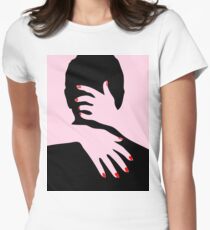PINK KISS Pop Art Tailliertes T-Shirt für Frauen