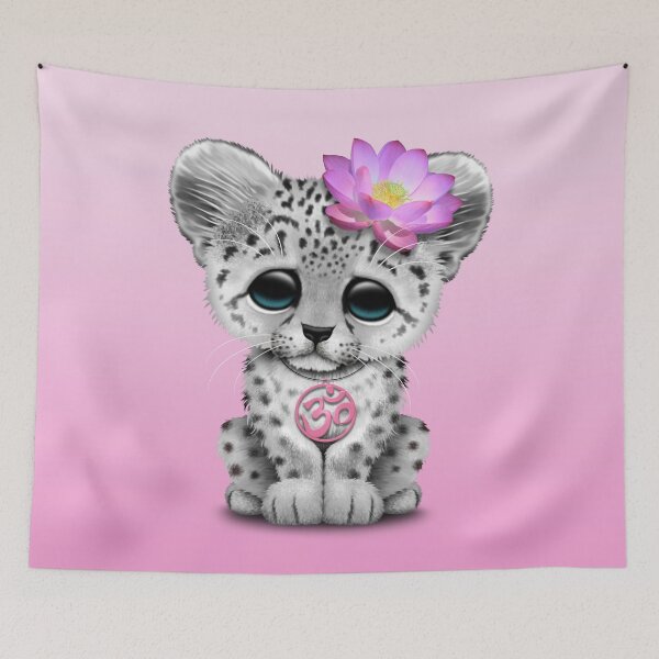 Item preview, Zen Snow Leopard with Pink Yoga Om Symbol designed and sold by JeffBartels.
