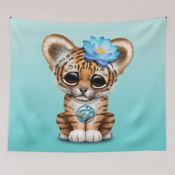 Item preview, Zen Tiger Cub with Blue Yoga Om Symbol designed and sold by JeffBartels.