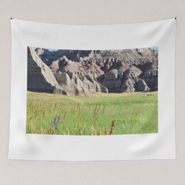 Item preview, Woolly Verbena Wildflowers and Badlands National Park Landscape, South Dakota designed and sold by breannehope.