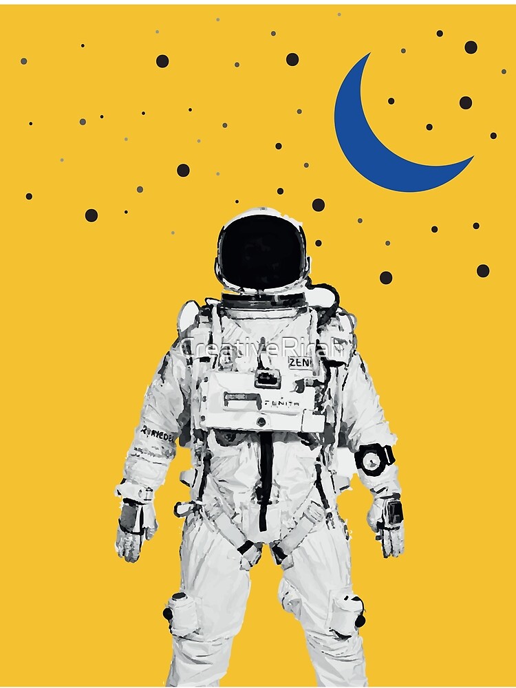 Thumbnail 3 of 3, Scarf, Astronaut Portrait on a Yellow Background designed and sold by CreativeRirah.