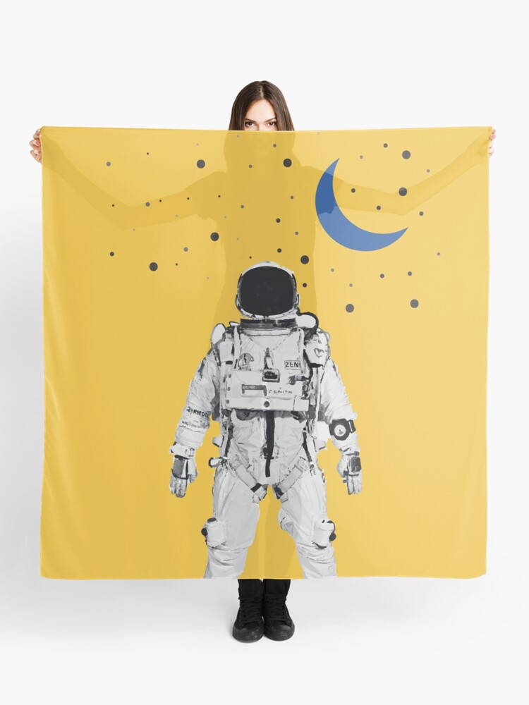 Thumbnail 1 of 3, Scarf, Astronaut Portrait on a Yellow Background designed and sold by CreativeRirah.