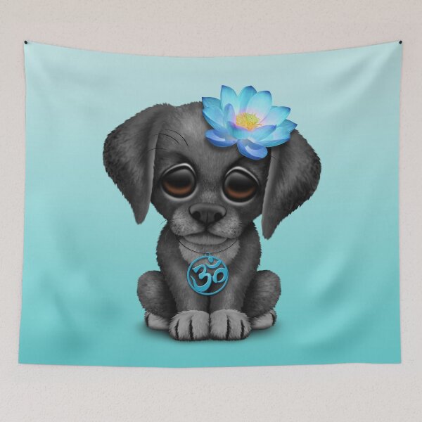 Item preview, Zen Black Puppy Dog with Yoga Om Symbol designed and sold by JeffBartels.