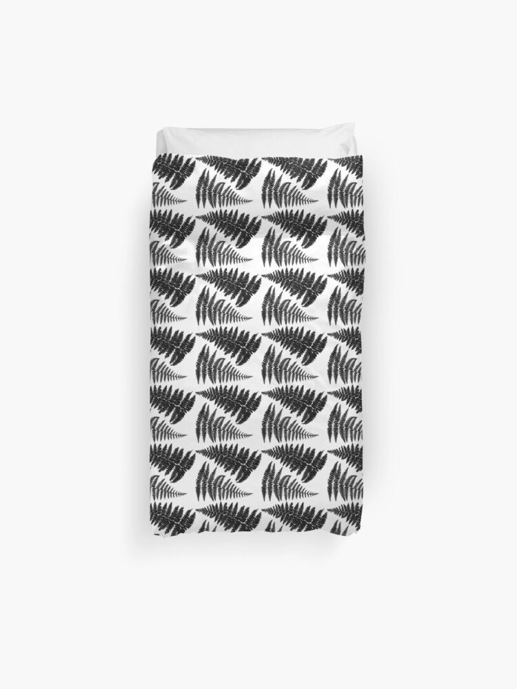 Fern Shadow Silhouette Pattern Black White Duvet Cover By
