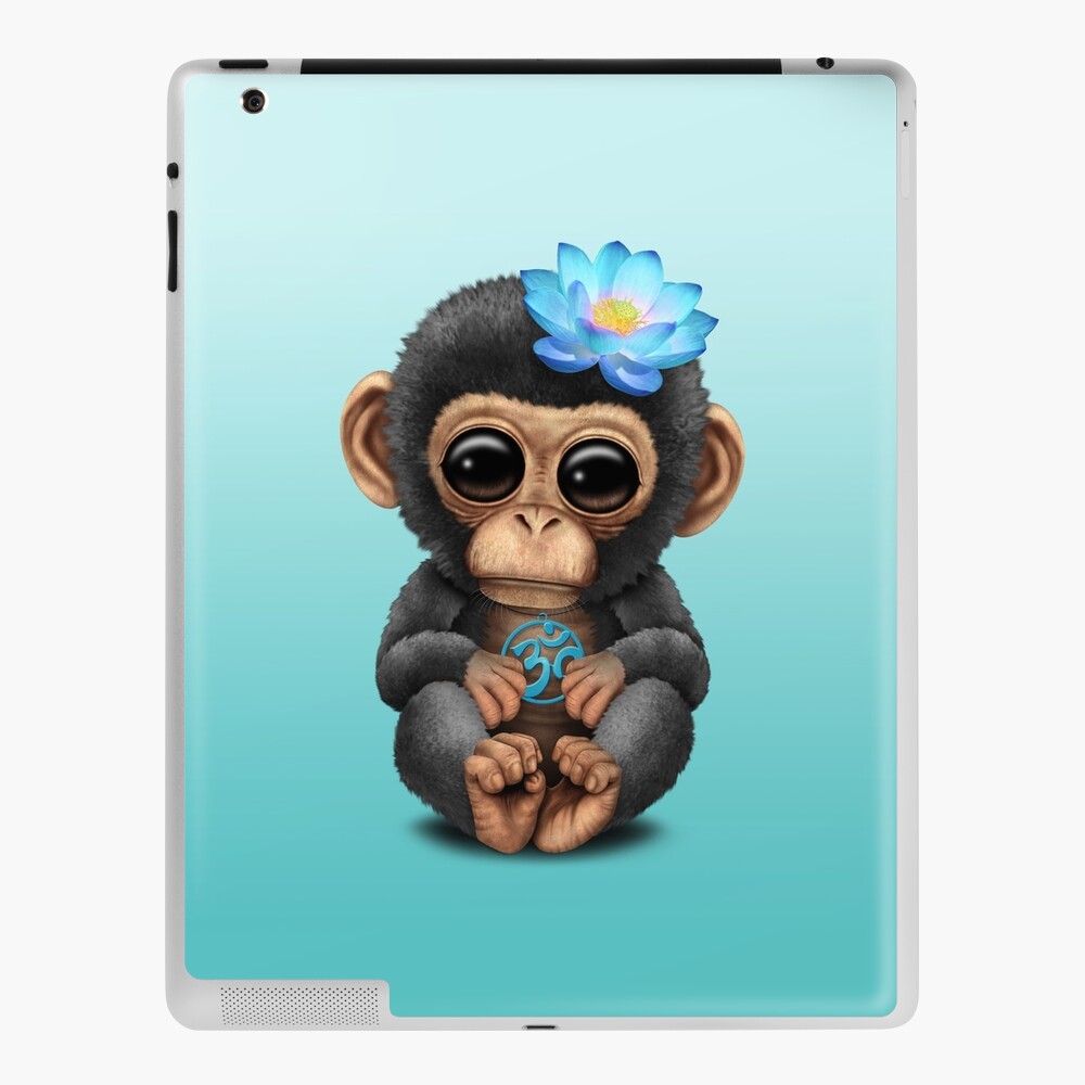 Coque Et Skin Adhesive Ipad Chimp De Bebe Zen Avec Symbole Yoga Bleu Par Jeffbartels Redbubble