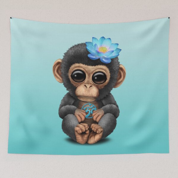 Item preview, Zen Baby Chimp with Blue Yoga Om Symbol designed and sold by JeffBartels.