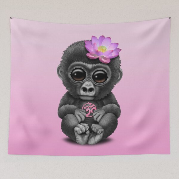 Item preview, Zen Baby Gorilla with Pink Yoga Om Symbol designed and sold by JeffBartels.
