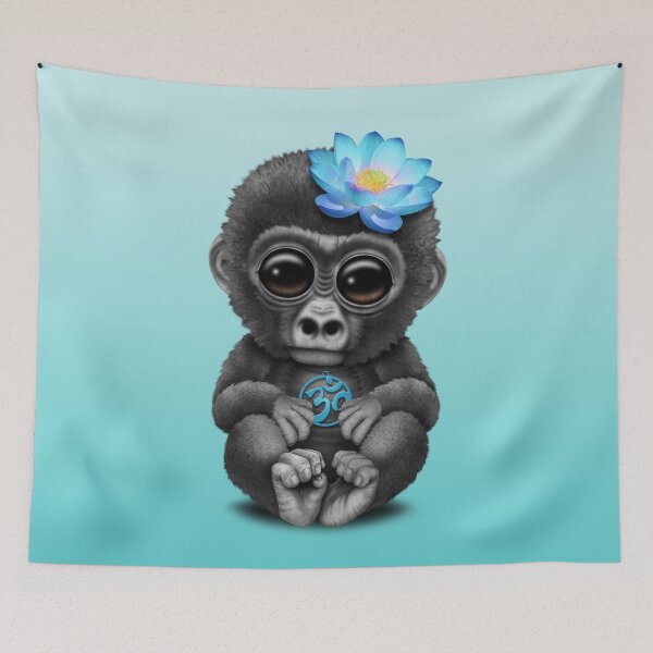 Item preview, Zen Baby Gorilla with Blue Yoga Om Symbol designed and sold by JeffBartels.