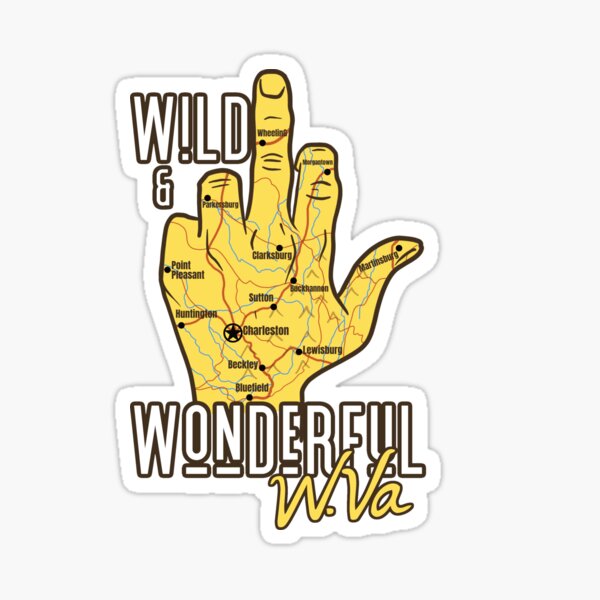 Item preview, WV Middle Finger Hand Drawn Map WV Wild and Wonderful Gift designed and sold by GetHoppedWV.