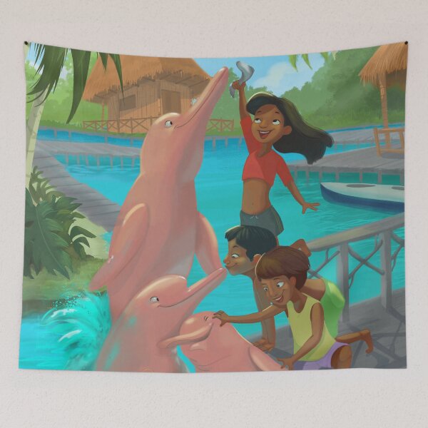 Item preview, Playful Pink dolphins  designed and sold by Nadia  Ronquillo.