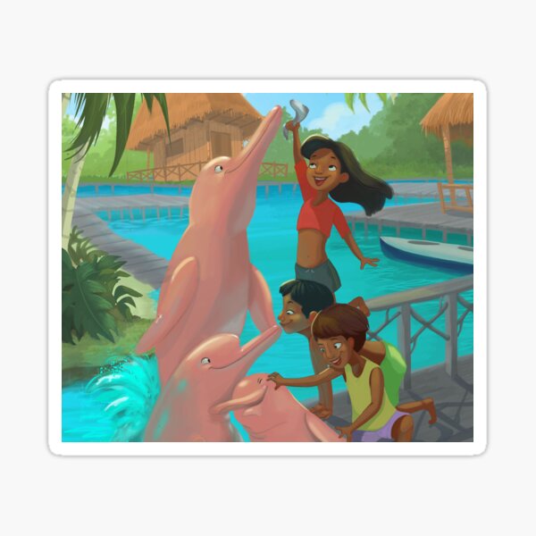 Playful Pink dolphins Sticker