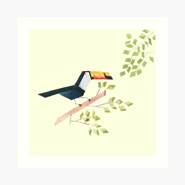 Low poly watercolor - Toucan Art Print