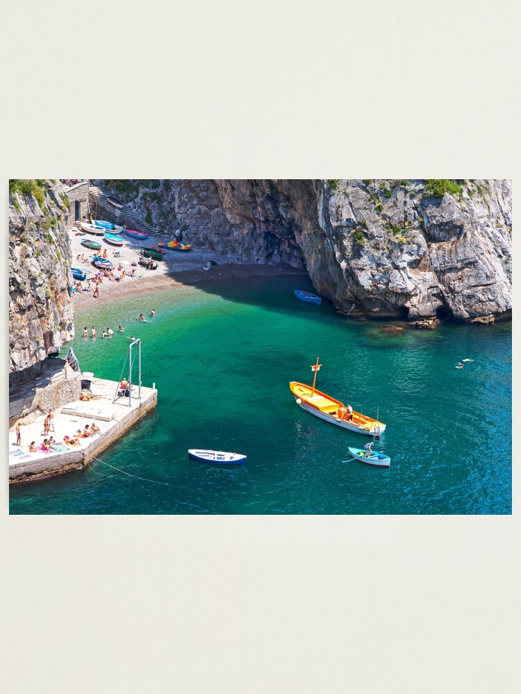 Thumbnail 2 of 3, Photographic Print, Praiano Swimming Bay designed and sold by AdrianAlford.