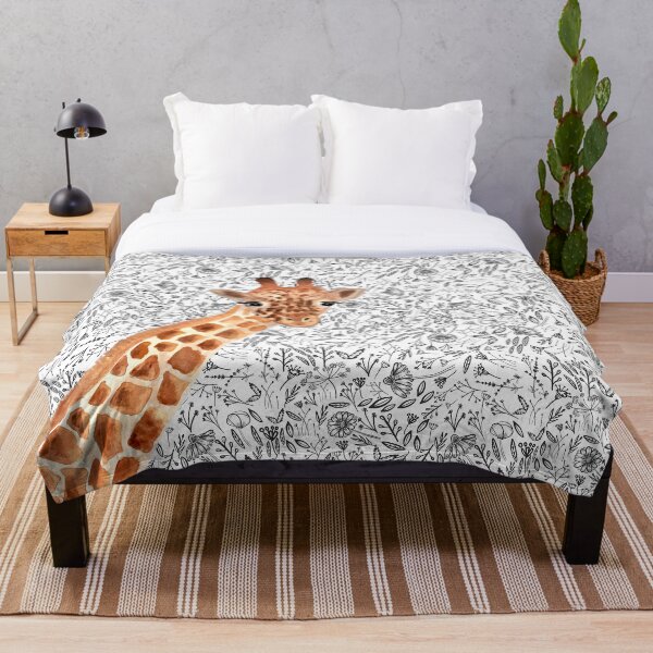Watercolor Giraffe Throw Blanket