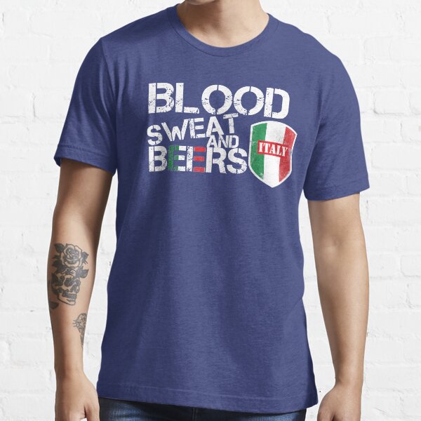 Blood Sweat Beers Italy Flag Rugby Six Nations Essential T-Shirt
