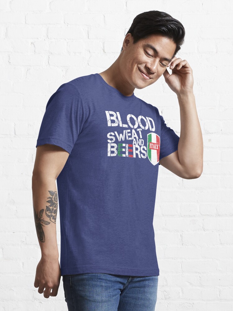 Alternate view of Blood Sweat Beers Italy Flag Rugby Six Nations Essential T-Shirt